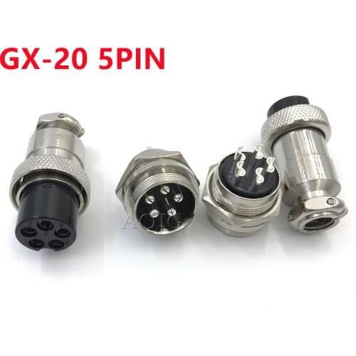 5Sets GX20 5 Pin Aviation Connector GX-20 5P Male + Female 20mm Circular Wire Panel Aviation Connector Socket Plug
