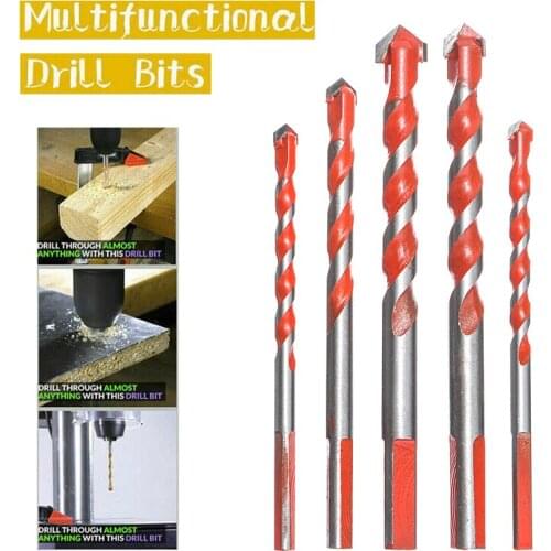 5Pcs 6-12mm Ceramic Glass Tile Drill Bits HSS Carbide Hole Punching Drilling Drill Bits Set Triangle Twist W Slot Design