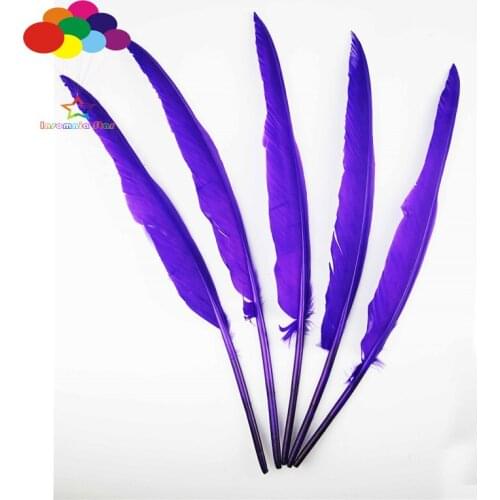 50pcs 100% natural turkey back feather dyed sapphire 30-35cm/12-14inch beautiful for Diy costume mask headdress