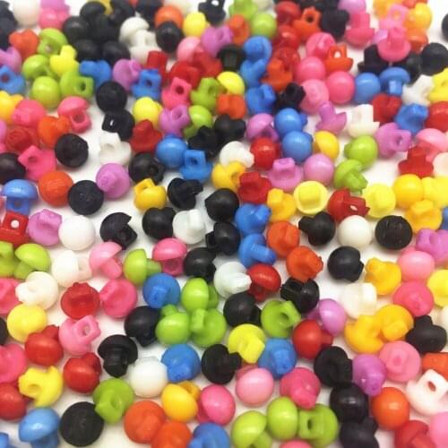 500pcs Mixed 6mm Plastic Round Ball Shank Buttons Mini Tiny Sewing Accessories DIY Embellishments Scrapbooking