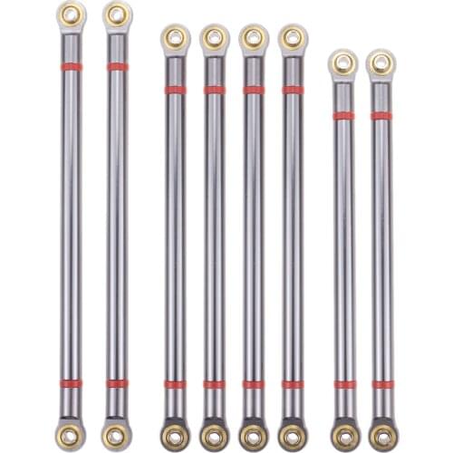 8pcs Aluminum Links Suspension Linkage Rods Upgrade Set for 1/10 RC Wheelbase Axial SCX10 Crawler