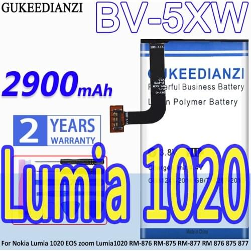 High Capacity GUKEEDIANZI Battery BV-5XW 2900mAh For Nokia Lumia 1020 EOS zoom Lumia1020 RM-876 RM-875 RM-877 RM 876 875 877