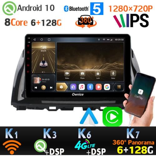 Android 10 1280*720P For Mazda CX-5 CX5 CX 5 GPS Radio CarPlay 4G LTE WiFi DSP Head Unit 6+128G auto SPDIF 360 Panoramic Camera