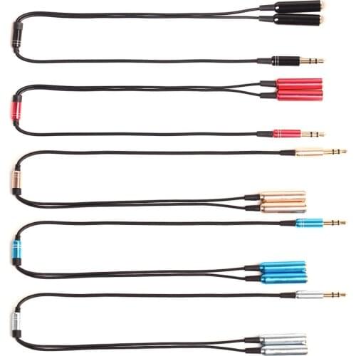 3.5 mm Jack Aux Audio Cable 1 Male to 2 Female Headphone Splitter Y metal Extension Cable for Car Phone Tablet 100pcs/lot