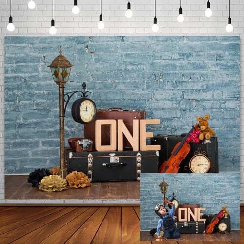Avezano 1st Birthday Party Backdrop Flower Suitcase Violin Airplane Wall Photography Background Studio Photozone Photocall Decor