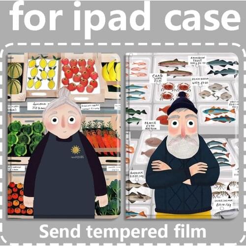 For ipad pro 11 case 2020 2018 Chinese style couple grandpa and grandma for ipad air 2 case With pen slot drop resistance