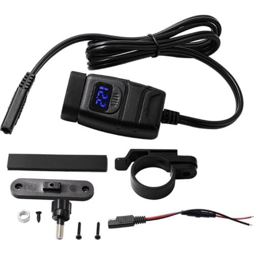 Dual USB QC 3.0 waterproof phone charger fast charging 12V motorcycle vehicle charger with red voltmeter switch