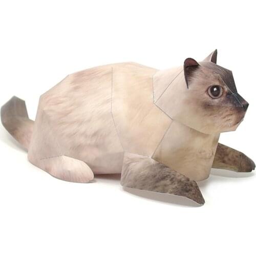 Himalayan Cat Paper Model Realistic Animal Mini Cute Fold 3D Papercraft DIY Kids Adult Handmade Construction Craft Toys WE-025