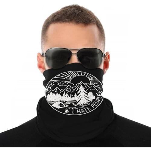 I Hate People Love Camping Scarves Neck Face Mask Halloween mask Tube Mask Seamless Bandanas Dustproof Headwear Outdoor Hiking