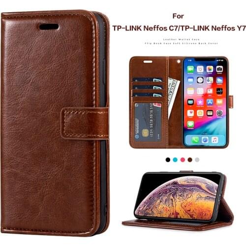Leather Flip Case For TP-LINK Neffos C7 Card Holder Silicone Photo Frame Case Wallet Cover For TP-LINK Neffos Y7 Business Case