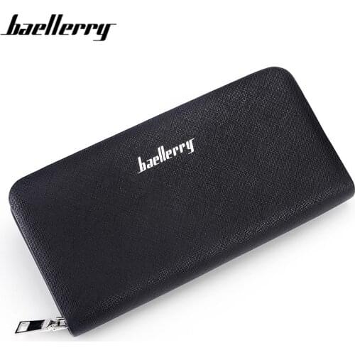 Baellerry Men Wallets Leather Mens Purse Coin Pocket Casual Wallet Clutch Bag Card Holder Zipper Long Male Wallet Carteira