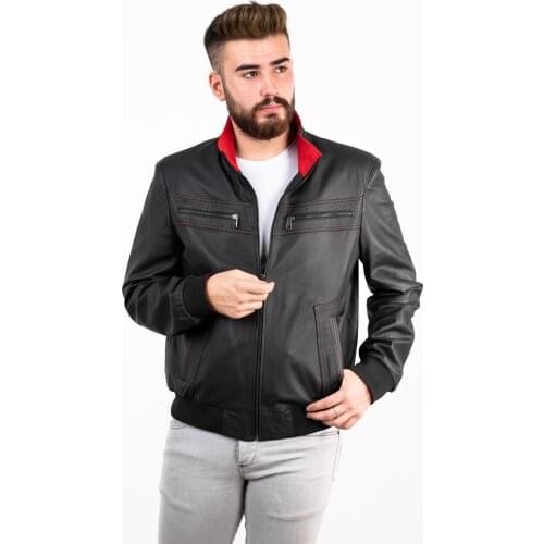2021Spring Lambskin Genuine Leather Casual Solid Fashion Bomber Jacket Men Overcoat New Arrival Baseball Jackets Mens Jacket