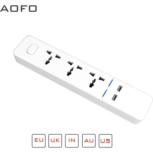 Power Strip with USB Ports Long Cord Universal Socket 3 Outlets Surge Protector 2 Quick USB (5V 3.4A 17W) Charging Station