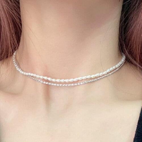 Liemjee Fashion Double Irregular Jewelry Personality Shine Pearl Necklace For Women Feature Namour Charm Gift All Seasons