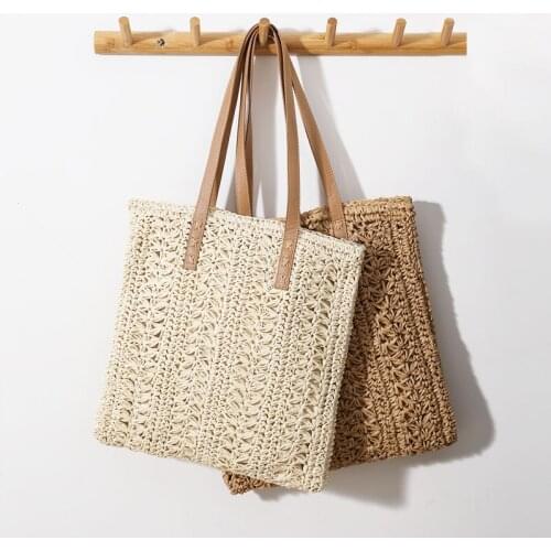 Fashion Rattan Women Shoulder Bags Wikcer Woven Female Handbag Large Capacity Summer Beach Straw Tote Bags Casual Shopper Purses