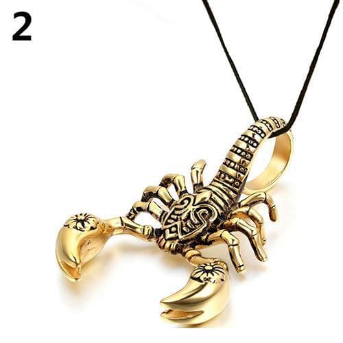 Mens Vintage Punk Carved Scorpion Pendant Faux Leather Cord Short Necklace fashion woman pendants female necklace