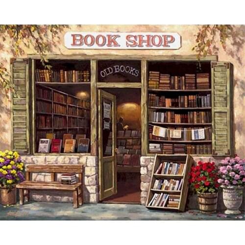 DIY Painting By Numbers Abstract BookStore Acrylic Painting Modern Pictures Coloring Paint By Numbers Home Decor For Art Gift