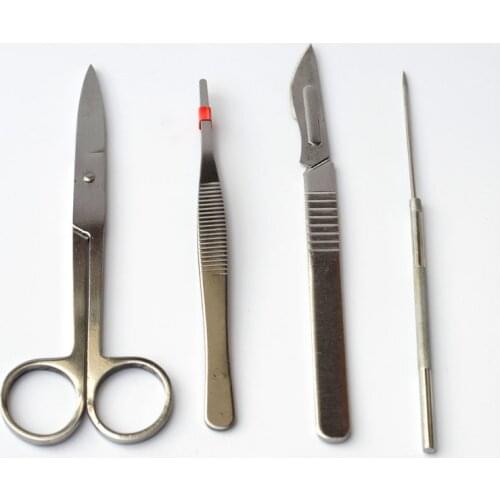 4 pcs /set dissector Microscope dissecting tool set / kit Stainless steel for specimen making Microscope parts & accessories