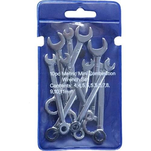 10pcs Mini Spanner Wrenches Set Key Ring Spanner Explosion-proof Pocket British/Metric Type Wrenches Home Repair Combination