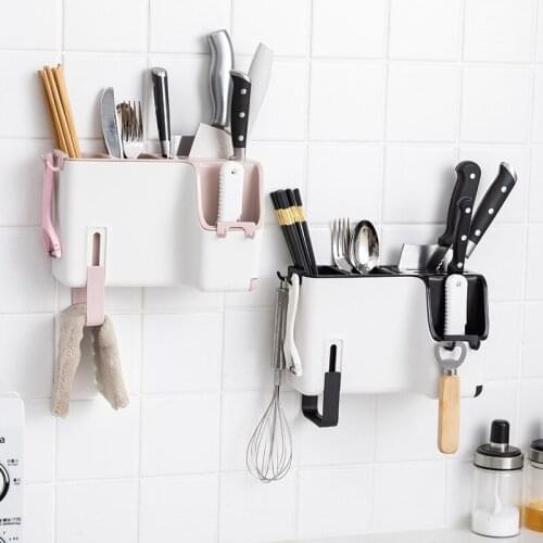 Wall Mounted Storage Rack Kitchen Organizer Knife Holder Chopsticks Holder Knife and Fork Tableware Storage Box Kitchen Supplies