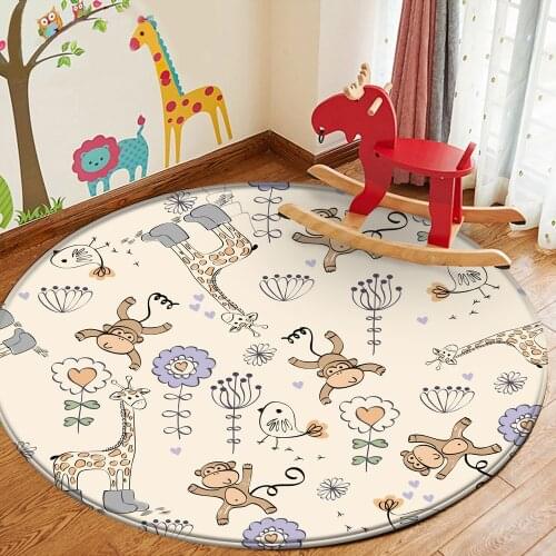 Non-Slip Children Safety Flannel Carpet Animal Picture 2020 Baby Hand Print Carpet Baby Play Mat Rectangular Children Carpet