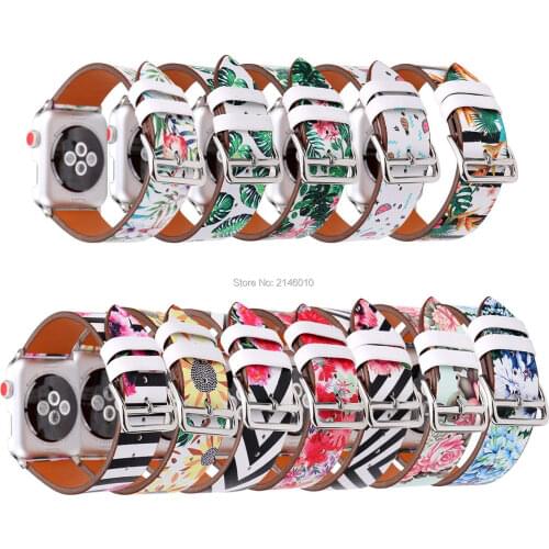 Floral Strap Microfiber Leather Replacement Watch Wrist Band Bracelet for Apple Watch iWatch Series 3/2/1 38MM 42MM