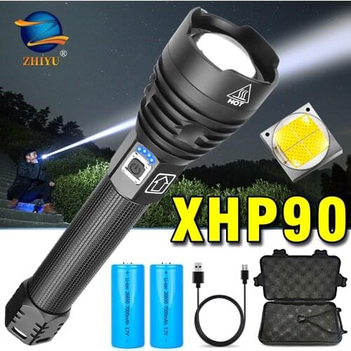 High Lumen Xhp90 Most Powerful Led Flashlight 18650 26650 Usb Torch Xhp90 Xhp50 Rechargeable Lantern Tactical Hunting LED Torch
