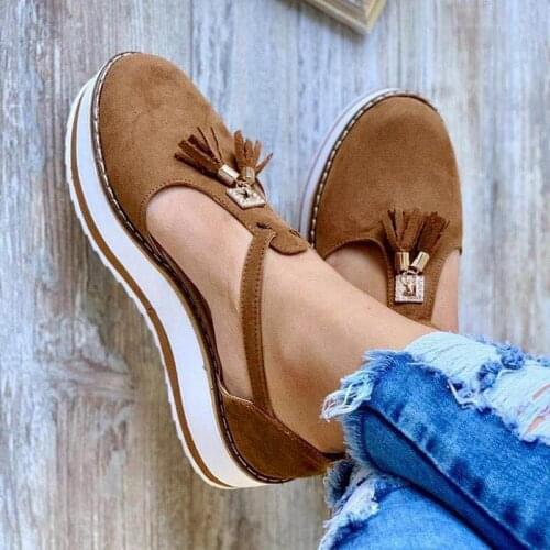2021 Sandals Women Flat Shoes Spring Summer Casual Shoes Tassel Round Toe Female Vulcanized Shoes Canvas Ladies Platform Sandals