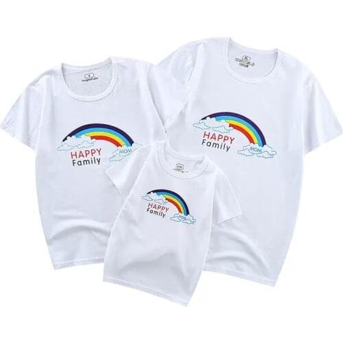 Family matching clothes summer mother father kids matching family outfits parent child t-shirt cartoon printed short sleeve