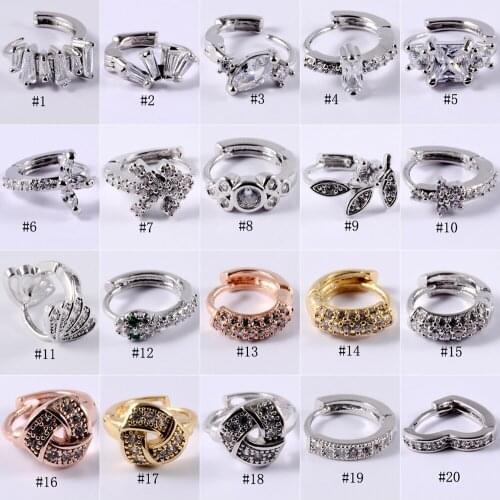 CHUANCI 1 PC Surgical Steel&Zircon Flower Leaf Ear Stud Ear Clip Cartilage Helix Earring Body Piercing Jewelry