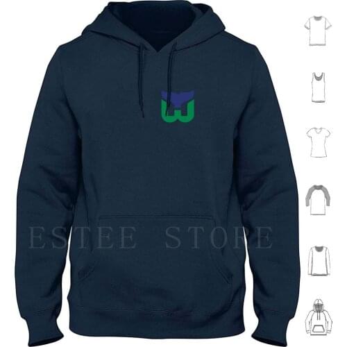 Whalers Hoodie Long Sleeve Green Blue Whale Whalers Whalers Sports Hockey Town City Ice Winter Stick Logo Rangers