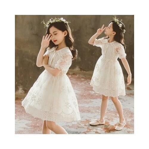 Ubrania dla dziewczynek dresses for girls lace flower 2020 short sleeve kids clothes vintage party princess