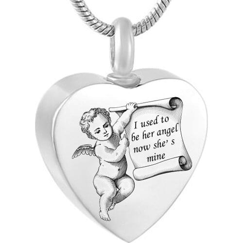 I used to be her angel now she is mine heart Cremation Urn Ash Jewelry Keepsake Pendant