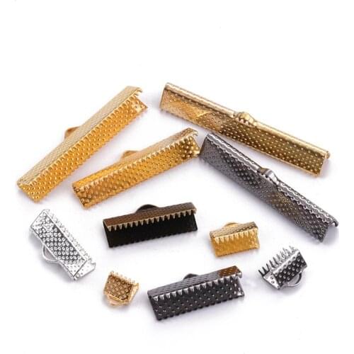 50pcs/lot Silver Cove Clasps Cord End Caps String Ribbon Leather Clip Necklace Bracelet Connector for Jewelry Making Supplies