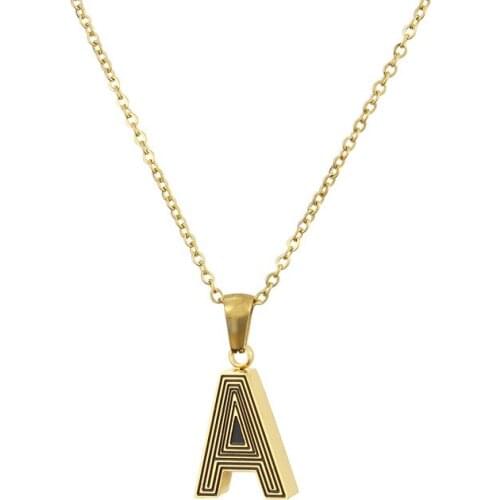 Factory Supplier Good Quality New Stainless Steel Gold-plated English Letter Necklace Titanium Steel Pendant