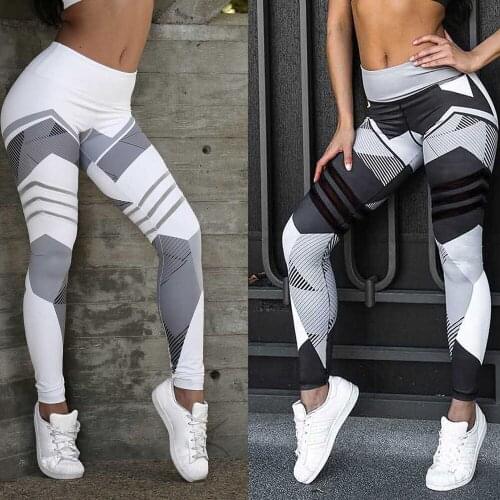 INFILAR Women Casual Yoga Pants Printed Sport Yoga Leggings Femme High Waist Push Up Leggins Fashionable Long Gym Running Pants
