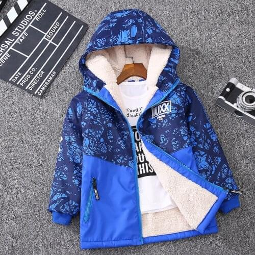 Winter Childrens Clothes Thicken Plus Velvet Warm Jacket For Boys Autumn Hooded Waterproof Windproof Outwear Jacket Boys 4-15Y