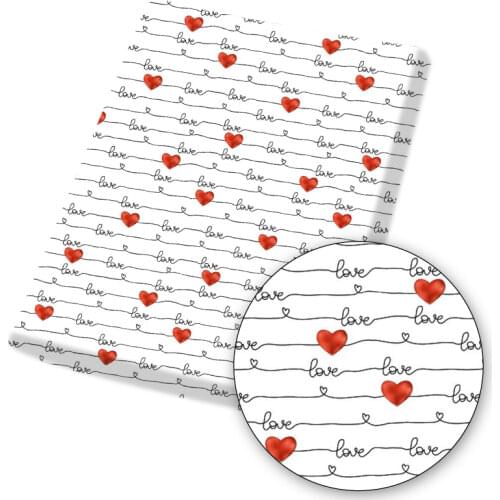 Polyester Cotton Fabric Valentines Day ECG Painted Cloth Sheet Handmade Mask Bag Home Textile DIY Dress Supplies 45*145cm 1pc