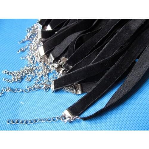 100pcs 13inches Adjustable 10mm Flat Black Velvet Choker Necklace Cord String Rope,DIY Beading Pendant Charm Cord,Tatto Choker