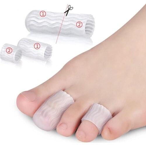 2pcs Transparent Gel Fingers Protector Corn Corrector Hammer Toe Separator Foot Suport Gel Toe Tube Separation Protection