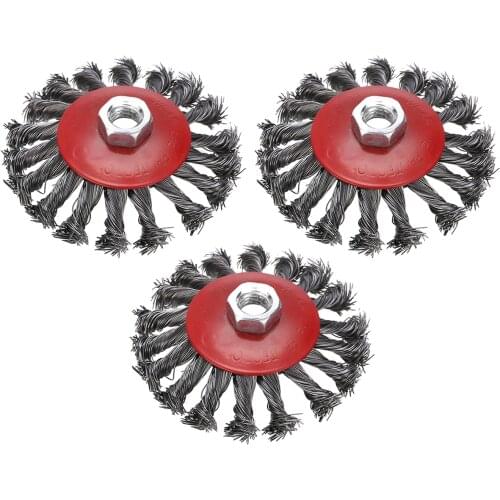 3pcs Rotary Strong Knot Steel Wire Wheel Cup Brush Set For Garden Abrasive Tools 115mm M14 Angle Grinder