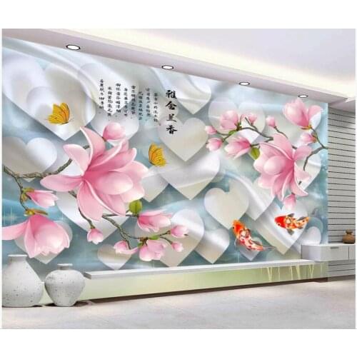 Custom photo 3d wallpaper Chinese orchid flower fish tv background home decor living room 3d wall murals wallpaper for walls 3 d