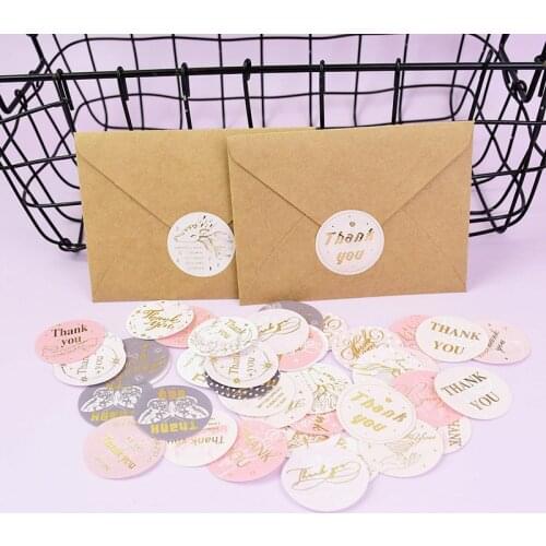 46pcs/box Thank You Stickers Handmade Scrapbooking Envelope Stationery Sticke Wedding Birthday Party Favors Label Gift Packaging