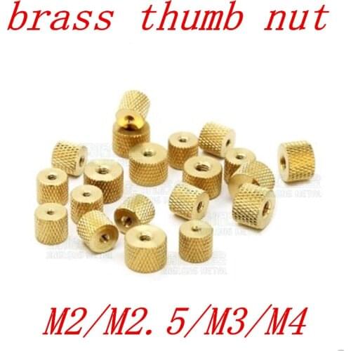 5-10pcs/lot M2 M2.5 M3 M4 Knurled brass thumb nut Brass Knurled Nut Cylindrical Adjust for Water Cooling PC Case Model