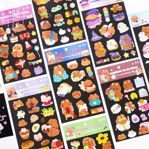 50sets/lot Kawaii Stationery Stickers Rainbow Bear Diary Planner Decorative Mobile Sticker Scrapbooking DIY Craft Sticker