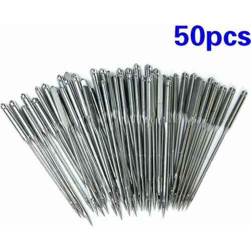 50 Pcs/Set Silver Sewing Machine Needle Assorted Home Knitting Needles 11/75 12/80 14/90 16/100 18/110 Crochet Hook Set Dropship