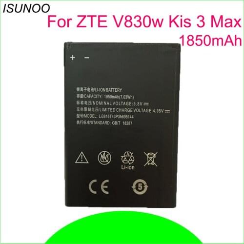 ISUNOO 1850mAh Li3818T43P3h695144 Battery For ZTE V830w Kis 3 Max For ZTE Blade G Lux Bateria Batterij