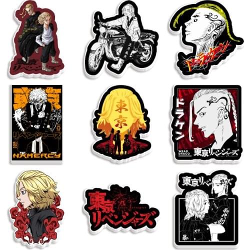 Acrylic Japan Cartoon Tokyo Revengers Pattern Printed Planar Resins DIY Craft For 10pcs
