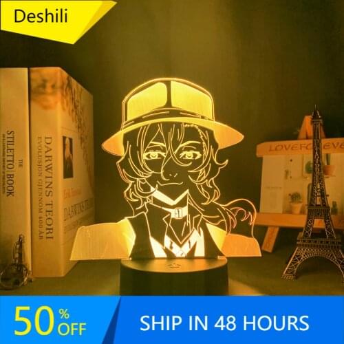 Bungo Stray Dogs Led Night Light Nakahara Chuuya for Bedroom Decor Gift Colorful Nightlight Anime Waifu 3d Lamp Nakahara Chuuya