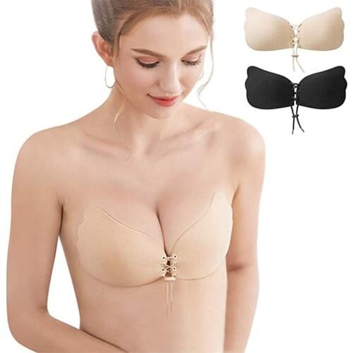 Wings Self Adhesive Bandage Strapless Blackless Solid Bra Stick On Bras Silicone Push Up Womens Underwear Invisible Bra Women